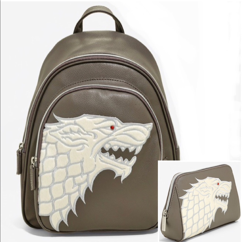DANIELLE NICOLE GAME OF THRONES House Stark MINI BACKPACK & ZIPPER POUCH!